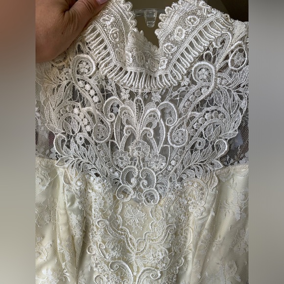 Vtg Jessica McClintock Victorian Edwardian Dress 8 Cottagecore Lace Wedding USA - Picture 5 of 16